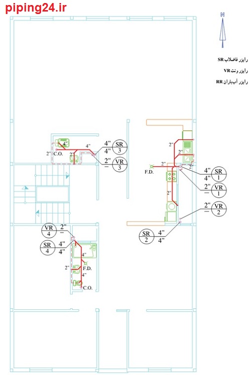 دانلود نقشه تاسیسات فاضلاب ساختمان. 12