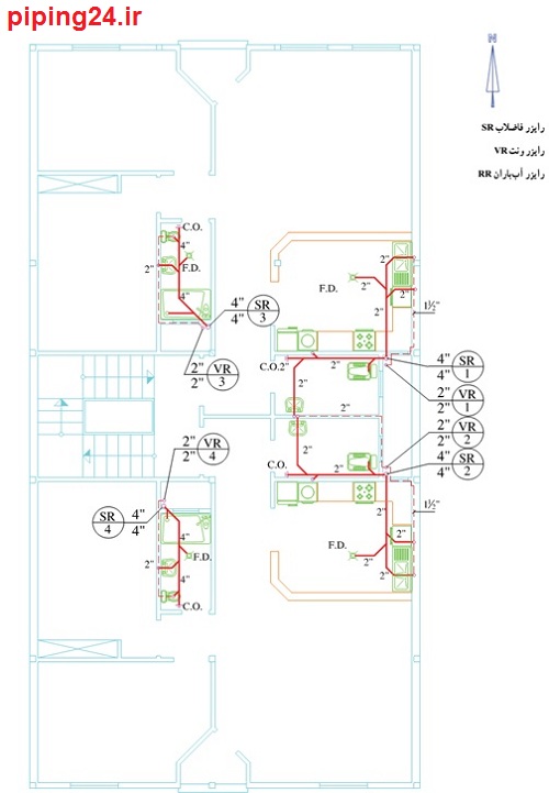 دانلود نقشه تاسیسات فاضلاب ساختمان. 13