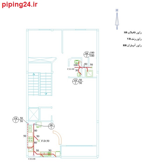 دانلود نقشه تاسیسات فاضلاب ساختمان. 6