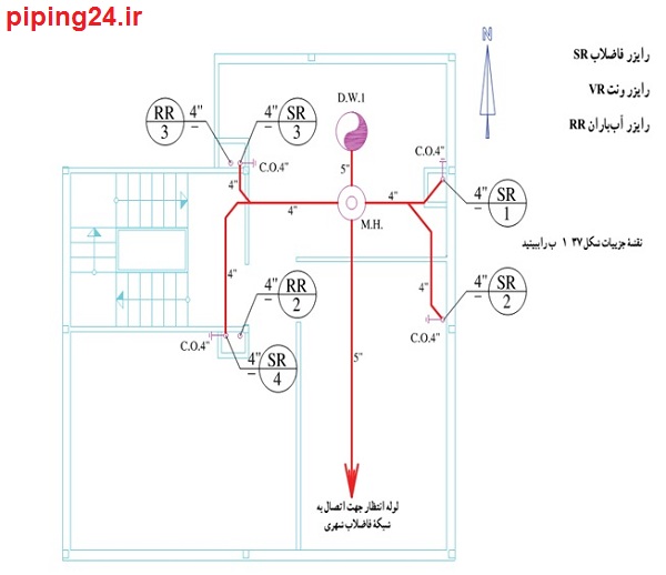 دانلود نقشه تاسیسات فاضلاب ساختمان. 9