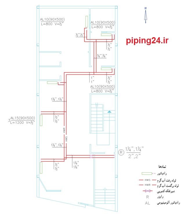 دانلود نقشه لوله کشی شوفاژ سری اول 11