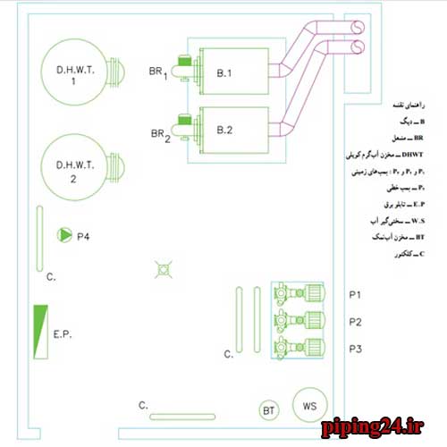 دانلود نقشه لوله کشی موتورخانه ساختمان 14