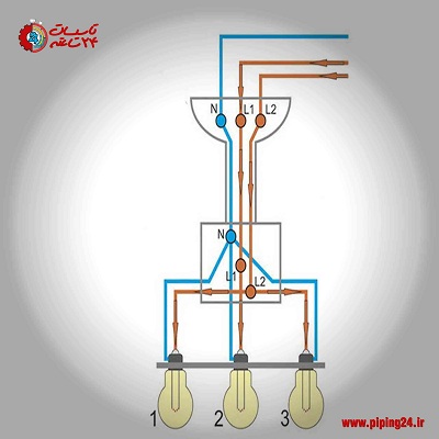 نحوه سیم کشی لوستر سه شاخه2