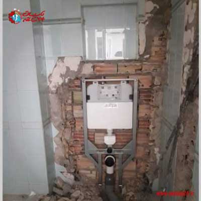 نصب توالت فرنگی وال هنگ و شیرآلات در اقدسیه 2